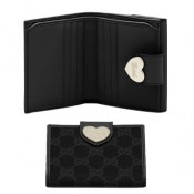 Noir Gucci Volet Français Portefeuille Avec Des Détails Script Boutique